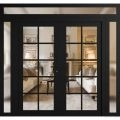 Front Exterior Prehung Metal-Plastic Double Doors Clear Glass / MANUX 8100 Matte Black / Office Commercial and Residential Doors Entrance Patio Garage 100" x 92" Left-Hand Inswing Black Matte