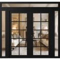 Front Exterior Prehung Metal-Plastic Double Doors Clear Glass / MANUX 8100 White Silk / Office Commercial and Residential Doors Entrance Patio Garage 100" x 100" Right-Hand Inswing Black Matte