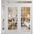 Front Exterior Prehung Metal-Plastic Double Doors Clear Glass / MANUX 8100 Matte Black / Office Commercial and Residential Doors Entrance Patio Garage 88" x 92" Left-Hand Inswing White