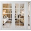 Front Exterior Prehung Metal-Plastic Double Doors Clear Glass / MANUX 8100 White Silk / Office Commercial and Residential Doors Entrance Patio Garage 84" x 80" Right-Hand Inswing White