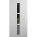 Front Exterior Prehung Metal-Plastic Door Frosted Glass / MANUX 8112 Matte Black / Office Commercial and Residential Doors Entrance Patio Garage 32 x 80 (32" x 80") Left-hand Inswing White