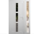 Front Exterior Prehung Metal-Plastic Door | Manux 8112 White Silk | Side Sidelite Transom | Office Commercial and Residential Doors Entrance Patio Garage 52" x 80" (W36+16" x H80") Left hand Inswing White