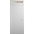 Front Exterior Prehung Metal-Plastic Door | Manux 8111 Matte Black | Top Sidelite Transom | Office Commercial and Residential Doors Entrance Patio Garage 36" x 94" (W36" x H80+14") Left hand Inswing White