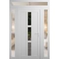 Front Exterior Prehung Metal-Plastic Door Frosted Glass / MANUX 8112 White Silk / Office Commercial and Residential Doors Entrance Patio Garage 60 x 92 (14+32+14" x 80+12") Left-hand Inswing White