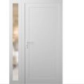 Front Exterior Prehung Metal-Plastic Door | Manux 8111 Matte Black | Side Sidelite Transom | Office Commercial and Residential Doors Entrance Patio Garage 50" x 80" (W36+14" x H80") Right hand Inswing White