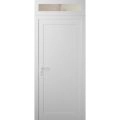 Front Exterior Prehung Metal-Plastic Door | Manux 8111 Walnut | Top Sidelite Transom | Office Commercial and Residential Doors Entrance Patio Garage 36" x 94" (W36" x H80+14") Right hand Inswing White