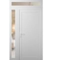 Front Exterior Prehung Metal-Plastic Door | Manux 8111 White Silk | Side and Top Sidelite Transom | Office Commercial and Residential Doors Entrance Patio Garage 48" x 94" (W36+12" x H80+14") Right hand Inswing White