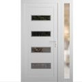 Front Exterior Prehung Metal-Plastic Door | Manux 8113 Matte Black | Side Sidelite Transom | Office Commercial and Residential Doors Entrance Patio Garage 48" x 80" (W32+16" x H80") Left hand Inswing White