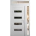Front Exterior Prehung Metal-Plastic Door | Manux 8113 Walnut | Side and Top Sidelite Transom | Office Commercial and Residential Doors Entrance Patio Garage 46" x 94" (W32+14" x H80+14") Left hand Inswing White