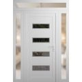 Front Exterior Prehung Metal-Plastic Door | Manux 8113 Antracite Grey | 2 Side and Top Sidelite Transom | Office Commercial and Residential Doors Entrance Patio Garage 56" x 94" (W12+32+12" x H80+14") Left hand Inswing White