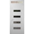 Front Exterior Prehung Metal-Plastic Door | Manux 8113 Matte Black | Top Sidelite Transom | Office Commercial and Residential Doors Entrance Patio Garage 36" x 94" (W36" x H80+14") Right hand Inswing White