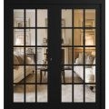 Front Exterior Prehung Metal-Plastic Double Doors Clear Glass / MANUX 8151 White Silk / Office Commercial and Residential Doors Entrance Patio Garage 72" x 80" Left-Hand Inswing Black Matte