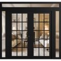 Front Exterior Prehung Metal-Plastic Double Doors Clear Glass / MANUX 8151 Matte Black / Office Commercial and Residential Doors Entrance Patio Garage 96" x 94" Left-Hand Inswing Black Matte