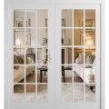 Front Exterior Prehung Metal-Plastic Double Doors Clear Glass / MANUX 8151 White Silk / Office Commercial and Residential Doors Entrance Patio Garage 72" x 80" Left-Hand Inswing White