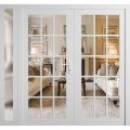 Front Exterior Prehung Metal-Plastic Double Doors Clear Glass / MANUX 8151 White Silk / Office Commercial and Residential Doors Entrance Patio Garage 86" x 80" Left-Hand Inswing White