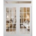 Front Exterior Prehung Metal-Plastic Double Doors Clear Glass / MANUX 8151 Matte Black / Office Commercial and Residential Doors Entrance Patio Garage 72" x 94" Left-Hand Inswing White