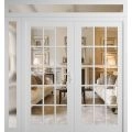 Front Exterior Prehung Metal-Plastic Double Doors Clear Glass / MANUX 8151 White Silk / Office Commercial and Residential Doors Entrance Patio Garage 84" x 94" Left-Hand Inswing White