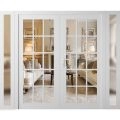 Front Exterior Prehung Metal-Plastic Double Doors Clear Glass / MANUX 8151 White Silk / Office Commercial and Residential Doors Entrance Patio Garage 96" x 80" Right-Hand Inswing White