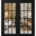 Front Exterior Prehung Metal-Plastic Double Doors Clear Glass / MANUX 8355 White Silk / Office Commercial and Residential Doors Entrance Patio Garage 72" x 80" Right-Hand Inswing Black Matte