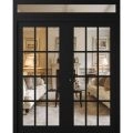 Front Exterior Prehung Metal-Plastic Double Doors Clear Glass / MANUX 8355 Matte Black / Office Commercial and Residential Doors Entrance Patio Garage 72" x 96" Right-Hand Inswing Black Matte