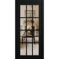 Front Exterior Prehung Metal-Plastic Door Clear Glass / MANUX 8355 White Silk / Office Commercial and Residential Doors Entrance Patio Garage 36" x 80" Left-Hand Inswing Black Matte