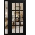 Front Exterior Prehung Metal-Plastic Door Clear Glass / MANUX 8355 White Silk / Office Commercial and Residential Doors Entrance Patio Garage 52" x 80" Left-Hand Inswing Black Matte