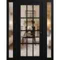 Front Exterior Prehung Metal-Plastic Door Clear Glass / MANUX 8355 White Silk / Office Commercial and Residential Doors Entrance Patio Garage 68" x 80" Left-Hand Inswing Black Matte