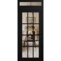 Front Exterior Prehung Metal-Plastic Door Clear Glass / MANUX 8355 White Silk / Office Commercial and Residential Doors Entrance Patio Garage 36" x 94" Left-Hand Inswing Black Matte