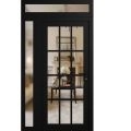 Front Exterior Prehung Metal-Plastic Door Clear Glass / MANUX 8355 White Silk / Office Commercial and Residential Doors Entrance Patio Garage 50" x 94" Left-Hand Inswing Black Matte