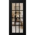 Front Exterior Prehung Metal-Plastic Door Clear Glass / MANUX 8355 Matte Black / Office Commercial and Residential Doors Entrance Patio Garage 36" x 80" Right-Hand Inswing Black Matte