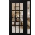 Front Exterior Prehung Metal-Plastic Door Clear Glass / MANUX 8355 Matte Black / Office Commercial and Residential Doors Entrance Patio Garage 52" x 80" Right-Hand Inswing Black Matte