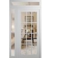 Front Exterior Prehung Metal-Plastic Door Clear Glass / MANUX 8355 White Silk / Office Commercial and Residential Doors Entrance Patio Garage 50" x 94" Left-Hand Inswing White