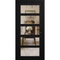 Front Exterior Prehung FiberGlass Door Clear Glass See-through / Manux 8522 White Silk Clear Glass / Office Commercial and Residential Doors Entrance Patio Garage-W36" x H80"-Left-hand Inswing Matte Black