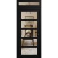 Front Exterior Prehung FiberGlass Door Clear Glass See-through / Manux 8522 White Silk Clear Glass / Transom Window / Office Commercial and Residential Doors Entrance Patio Garage-W36" x H80+14"-Left-hand Inswing Matte Black