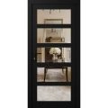 Front Exterior Prehung FiberGlass Door Clear Glass See-through / Manux 8522 Matte Black Clear Glass / Office Commercial and Residential Doors Entrance Patio Garage-W30" x H80"-Right-hand Inswing Matte Black
