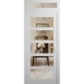 Front Exterior Prehung FiberGlass Door Clear Glass See-through / Manux 8522 White Silk Clear Glass / Transom Window / Office Commercial and Residential Doors Entrance Patio Garage-W30" x H80+14"-Left-hand Inswing White Silk