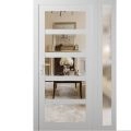 Front Exterior Prehung FiberGlass Door Clear Glass See-through / Manux 8522 Matte Black Clear Glass / Sidelight Exterior Window /  Office Commercial and Residential Doors Entrance Patio Garage-W30+12" x H80"-Right-hand Inswing White Silk