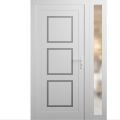Front Exterior Prehung Metal-Plastic Door | Manux 8661 White Silk | Side Sidelite Transom | Office Commercial and Residential Doors Entrance Patio Garage 50" x 80" (W36+14" x H80") Left hand Inswing White