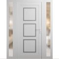 Front Exterior Prehung Metal-Plastic Door | Manux 8661 White Silk | 2 Side Sidelite Transoms | Office Commercial and Residential Doors Entrance Patio Garage 68" x 80" (W16+36+16" x H80") Left hand Inswing White