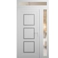 Front Exterior Prehung Metal-Plastic Door | Manux 8661 Walnut | Side and Top Sidelite Transom | Office Commercial and Residential Doors Entrance Patio Garage 48" x 94" (W36+12" x H80+14") Left hand Inswing White