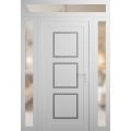 Front Exterior Prehung Metal-Plastic Door | Manux 8661 Walnut | 2 Side and Top Sidelite Transom | Office Commercial and Residential Doors Entrance Patio Garage 64" x 94" (W14+36+14" x H80+14") Left hand Inswing White