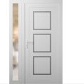 Front Exterior Prehung Metal-Plastic Door | Manux 8661 Walnut | Side Sidelite Transom | Office Commercial and Residential Doors Entrance Patio Garage 48" x 80" (W36+12" x H80") Right hand Inswing White