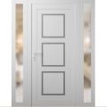 Front Exterior Prehung Metal-Plastic Door | Manux 8661 Antracite Grey | 2 Side Sidelite Transoms | Office Commercial and Residential Doors Entrance Patio Garage 60" x 80" (W12+36+12" x H80") Right hand Inswing White