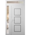 Front Exterior Prehung Metal-Plastic Door | Manux 8661 Matte Black | Side and Top Sidelite Transom | Office Commercial and Residential Doors Entrance Patio Garage 48" x 94" (W36+12" x H80+14") Right hand Inswing White