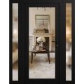 Front Exterior Prehung Metal-Plastic Door Clear Glass / MANUX 8666 White Silk / Office Commercial and Residential Doors Entrance Patio Garage 64" x 80" Left-Hand Inswing Black Matte