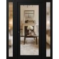 Front Exterior Prehung Metal-Plastic Door Clear Glass / MANUX 8666 White Silk / Office Commercial and Residential Doors Entrance Patio Garage 64" x 80" Right-Hand Inswing Black Matte