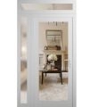 Front Exterior Prehung Metal-Plastic Door Clear Glass / MANUX 8666 Matte Black / Office Commercial and Residential Doors Entrance Patio Garage 50" x 94" Left-Hand Inswing White