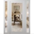 Front Exterior Prehung Metal-Plastic Door Clear Glass / MANUX 8666 White Silk / Office Commercial and Residential Doors Entrance Patio Garage 64" x 80" Right-Hand Inswing White