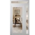 Front Exterior Prehung Metal-Plastic Door Clear Glass / MANUX 8666 White Silk / Office Commercial and Residential Doors Entrance Patio Garage 52" x 94" Right-Hand Inswing White