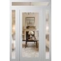 Front Exterior Prehung Metal-Plastic Door Clear Glass / MANUX 8666 White Silk / Office Commercial and Residential Doors Entrance Patio Garage 60" x 96" Right-Hand Inswing White